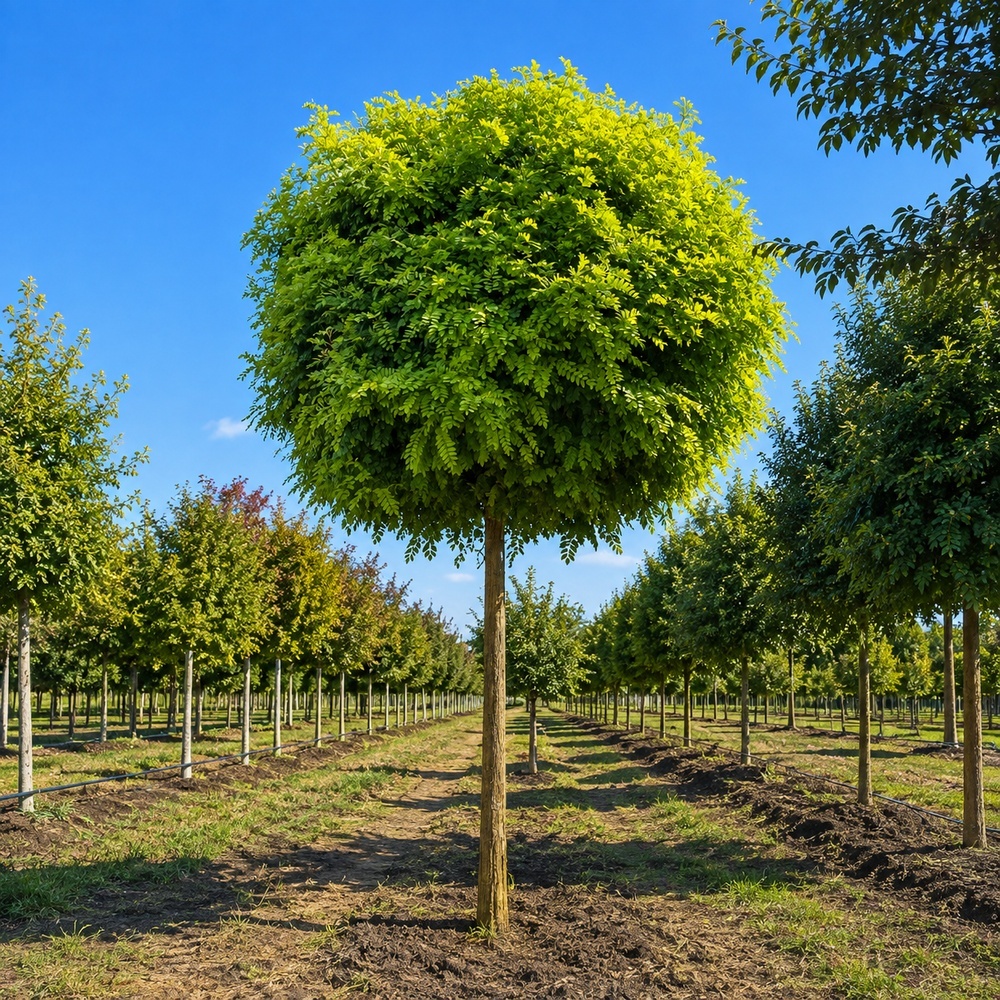 Робиния лжеакация Умбракулифера (Robinia pseudoacacia Umbraculifera) 10-12 см, Ра 220 см, С45