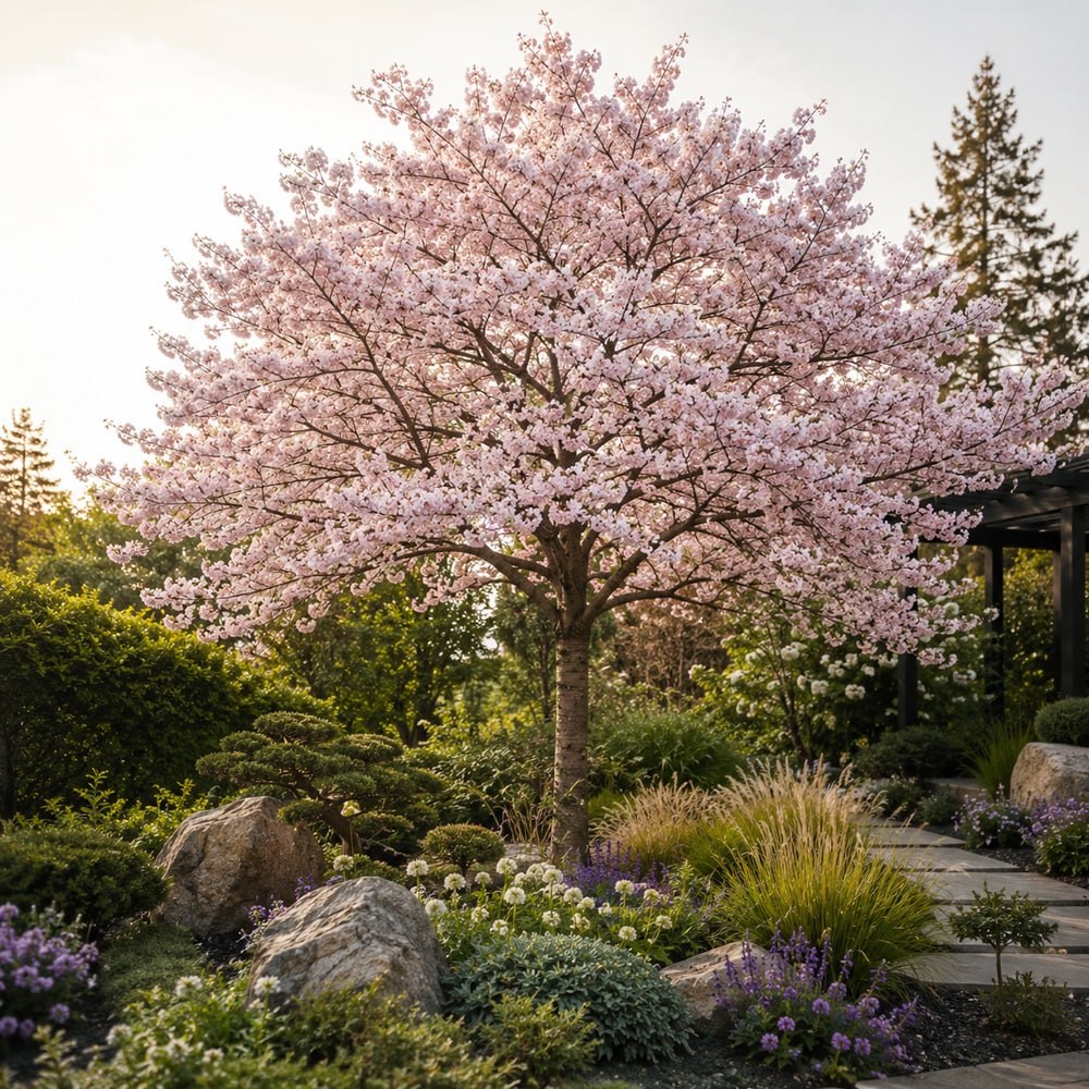 Вишня кошлата Аутумналіс Розеа (Prunus Subhirtella Autumnalis Rosea) 18-20 см, Ра 220 см, С45
